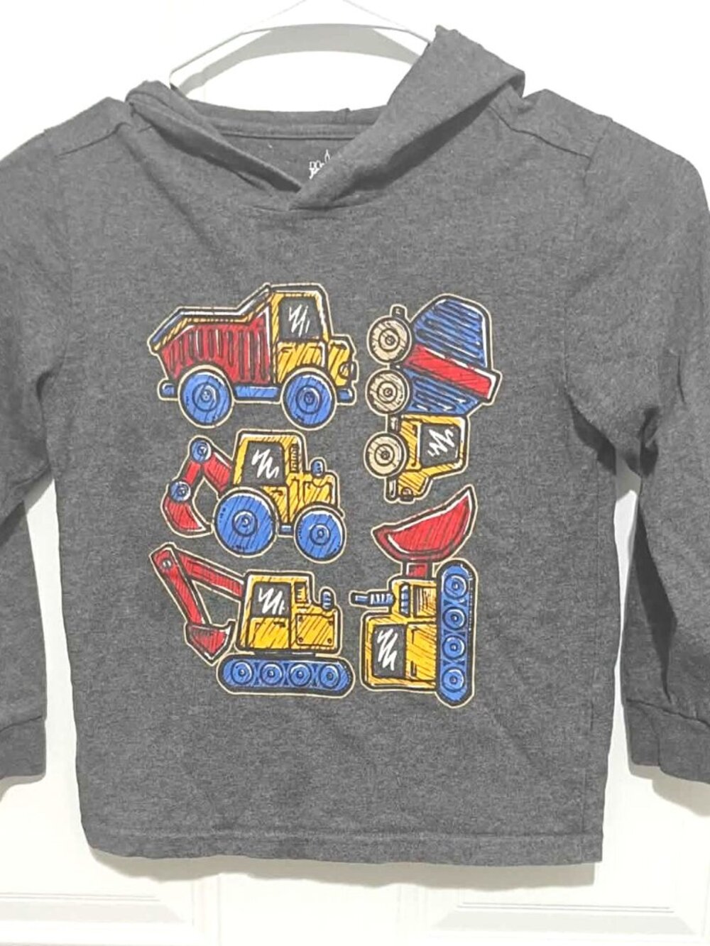 Kids Headquarters Boys Size 6 Long Sleeve Hoodie T-shirt with construction theme